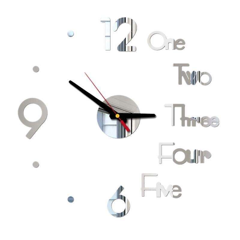 Large Modern 3d Wall Clock Kit,for Living Room Bedroom Decor,silver