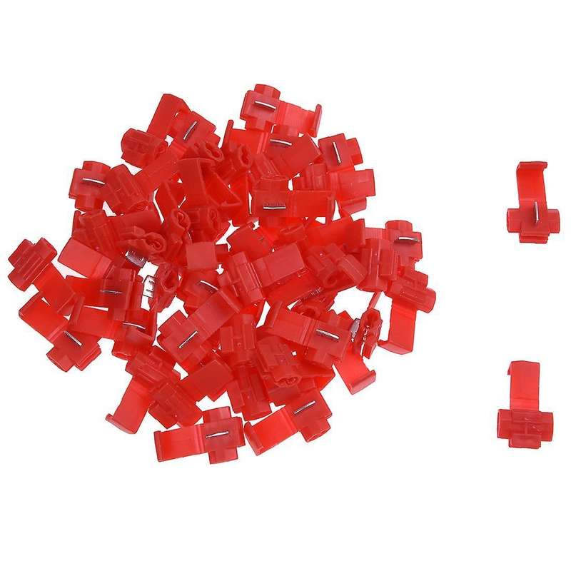 100pcs Quick Splice Connectors Lock Wire Terminals Crimp Electrical Electric - Red