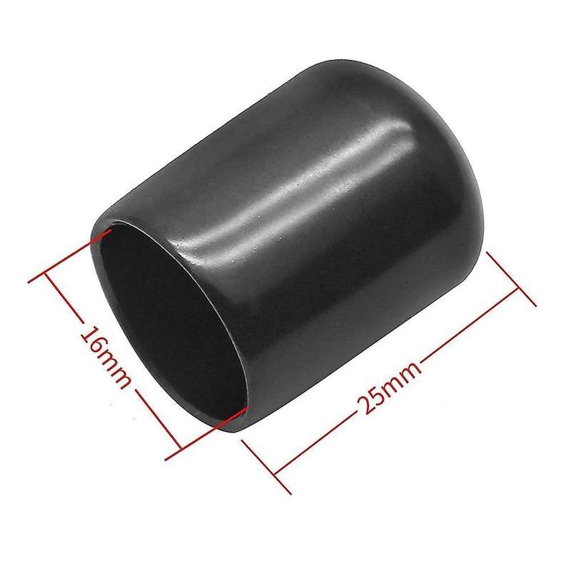 10pcs Rubber End Caps 16mm Id Pvc Round Tube Bolt Cap Cover Black
