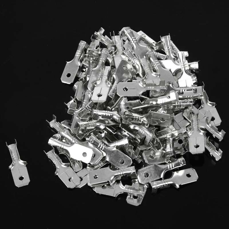 6.3mm Male Electrical Spade Crimp Terminals Wiring Connectors 200 Pcs