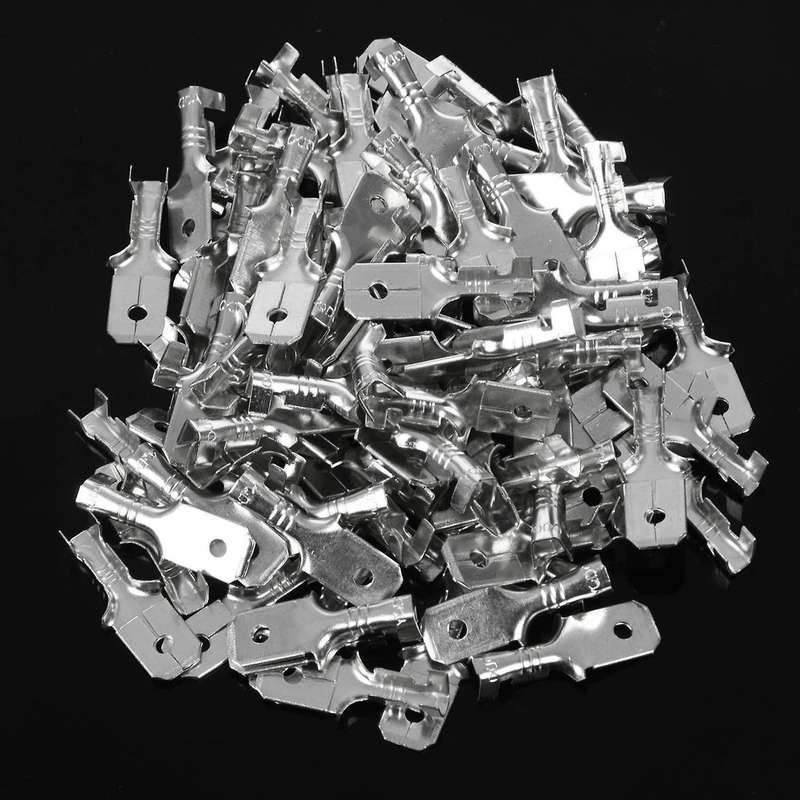 6.3mm Male Electrical Spade Crimp Terminals Wiring Connectors 200 Pcs