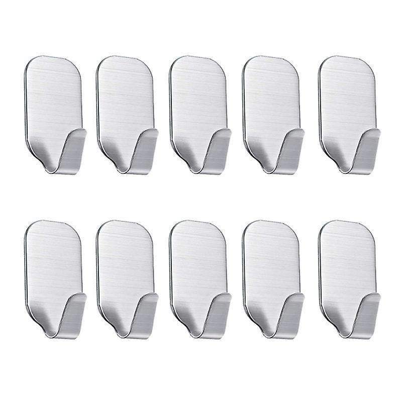 A Set Of 10 Sticky Stainless Steel Wall Brackets for Bathrobes