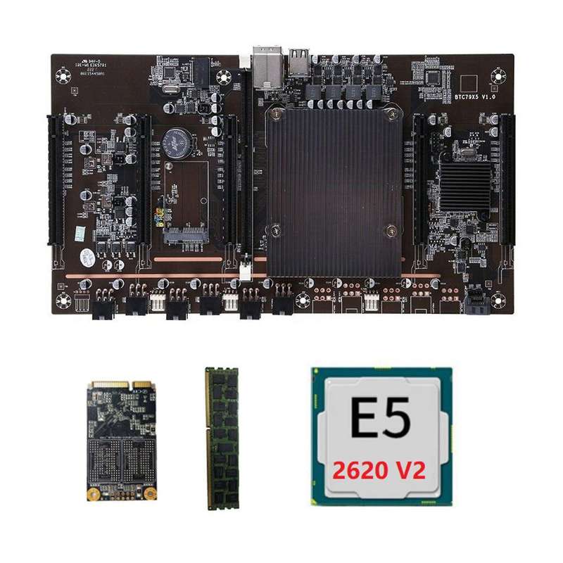 X79 H61 Btc Miner Motherboard with E5 2620 V2 Cpu Recc 8g Ddr3 Memory