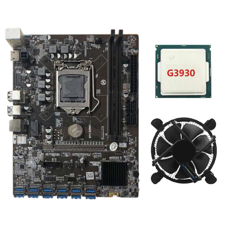 B250c Btc Mining Motherboard with G3930 Cpu+cpu Fan Lga1151