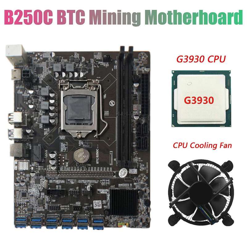 B250c Btc Mining Motherboard with G3930 Cpu+cpu Fan Lga1151