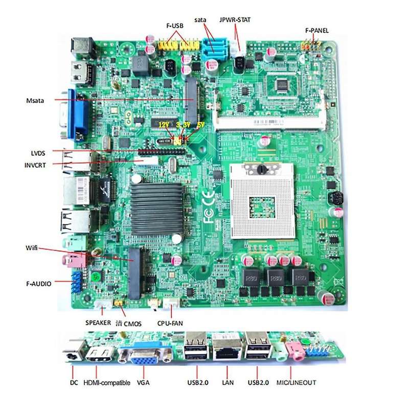 Hm55 Computer Motherboard for Intel Generation Core I7/i5/i3 Cpu Ddr3