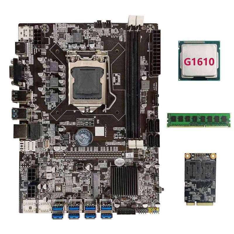B75 Usb Btc Mining Motherboard+g1610 Cpu+ddr3 4gb 1600mhz Ram