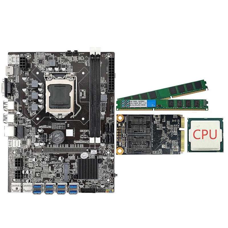 B75 Eth Mining Motherboard+cpu+128g Msata Ssd+2 X 8g Ddr3 1600mhz