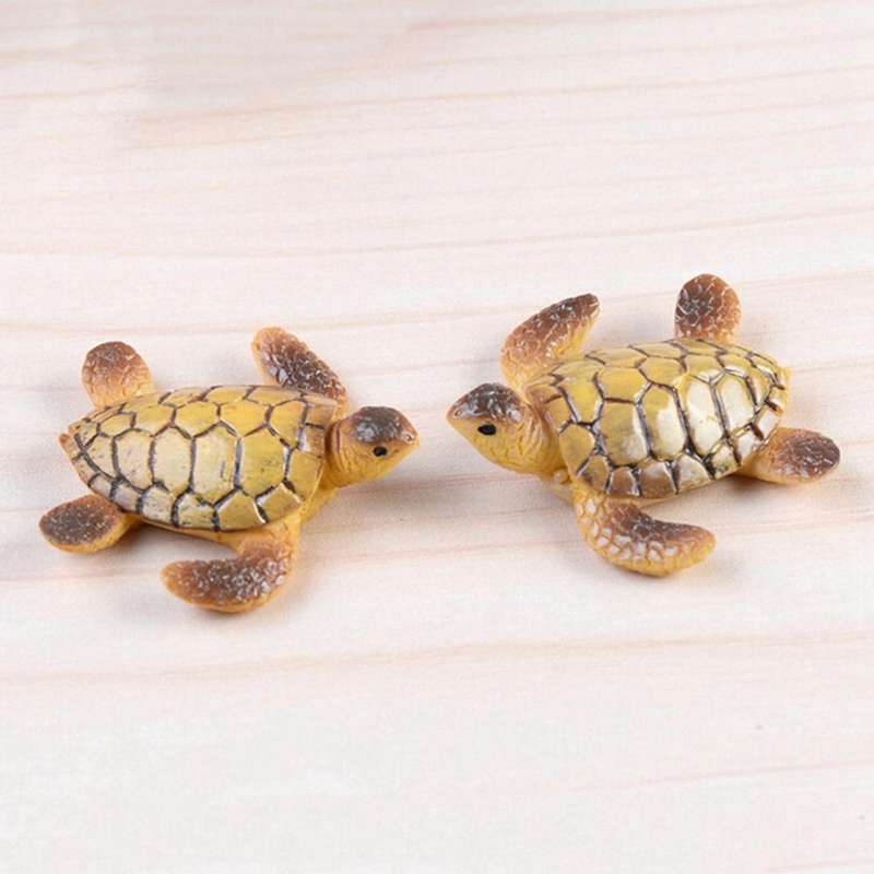 2x Mini Sea Turtle Model Resin Figurines Fish Tank Accessories