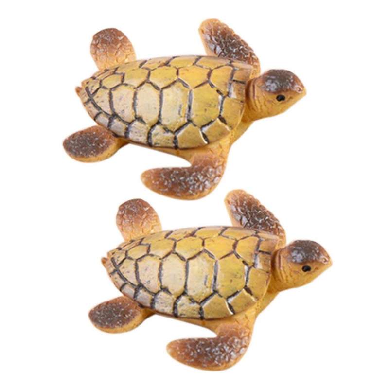 2x Mini Sea Turtle Model Resin Figurines Fish Tank Accessories