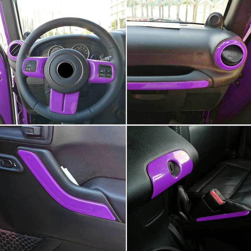 21 Pcs Car Interior Trim Kit for Jk Jeep Wrangler 2011-2017 Purple