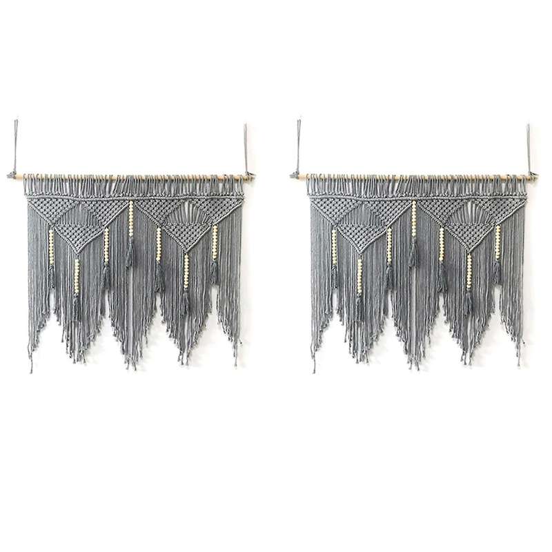 Macrame Wall Hanging Woven Bohemian Cotton Rope Decor Gray