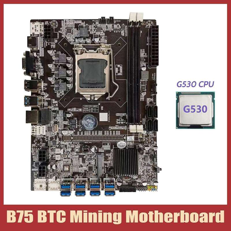 B75 Btc Mining Motherboard+g530 Cpu Lga1155 8xpcie Usb Adapter