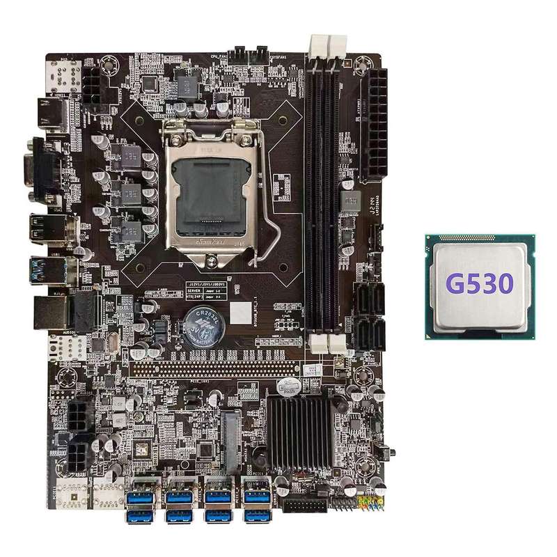 B75 Btc Mining Motherboard+g530 Cpu Lga1155 8xpcie Usb Adapter