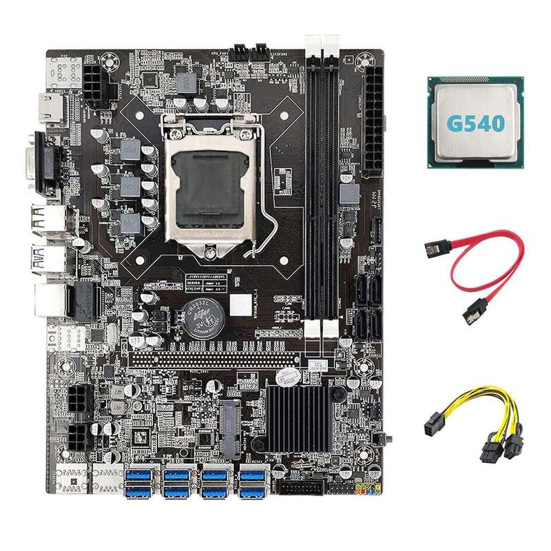 B75 Eth Mining Motherboard 8xpcie Usb Adapter+g540 Cpu+6pin