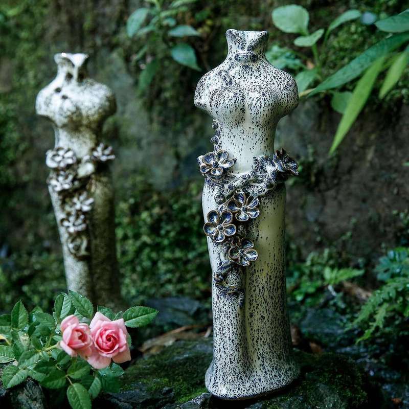 1pcs Cheongsam Dress Flower Pot Ceramic Vase Home Garden Decor B