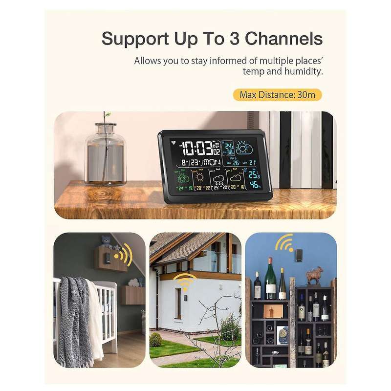 Weather Station Wireless Indoor Outdoor Digital Atomic Clock Us Plug