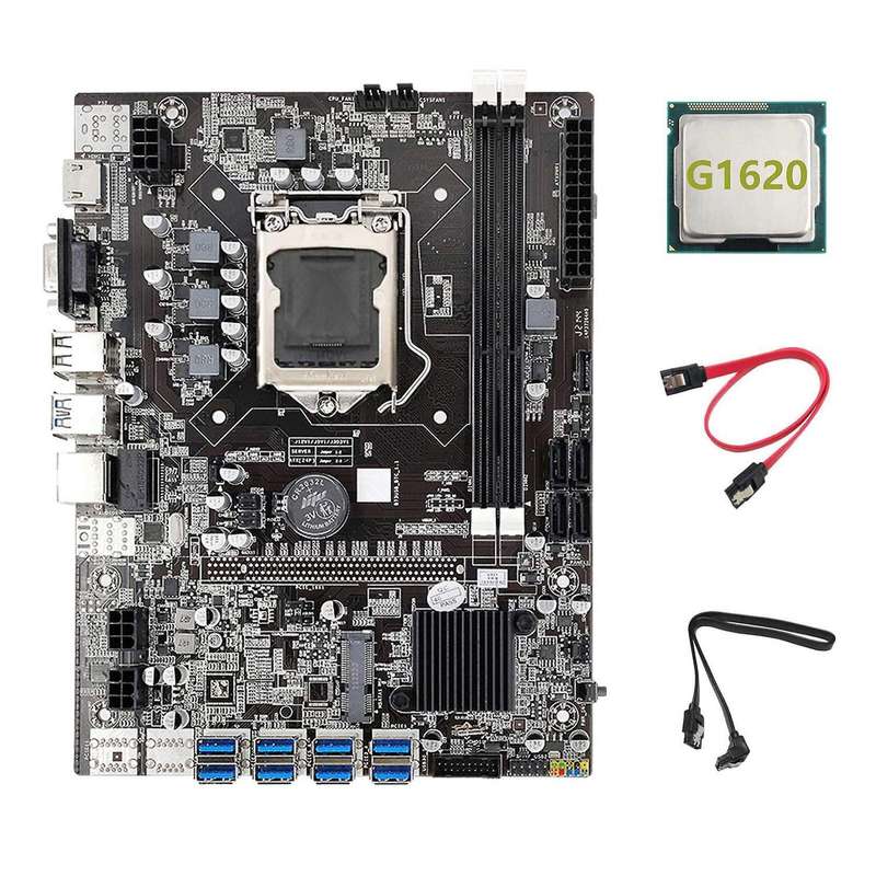 B75 Eth Mining Motherboard+g1620 Cpu+2xsata Cable Usb Btc Motherboard
