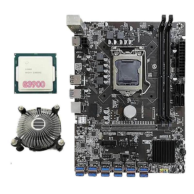 B250c Btc Mining Motherboard with G3900 Cpu+cooling Fan Ram Sata3.0