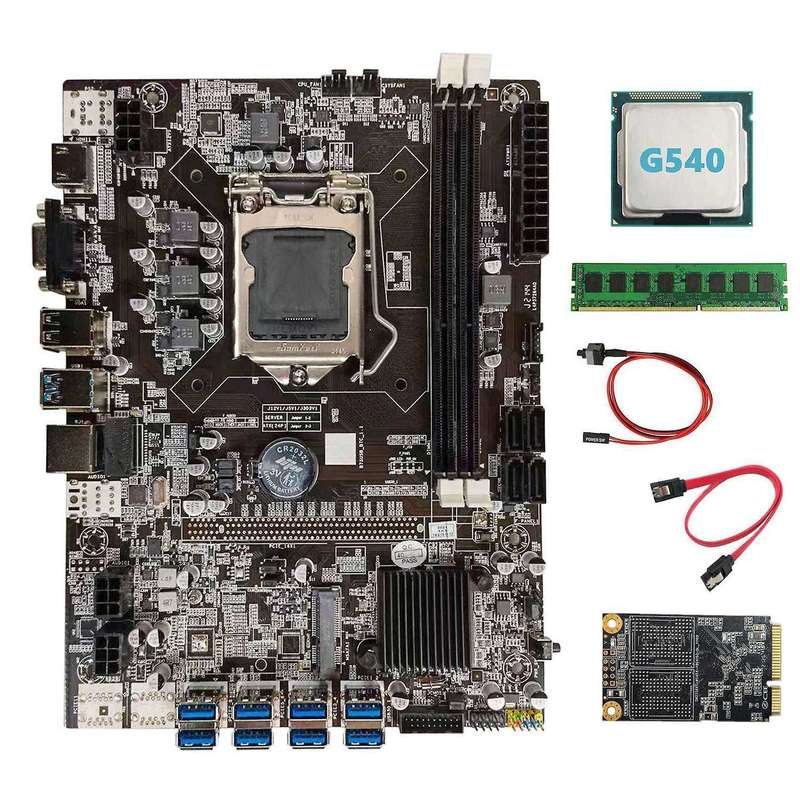 B75 Btc Motherboard+g540 Cpu+ddr3 4gb 1600mhz Ram+128g Msata Ssd