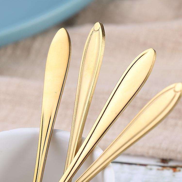 4pcs Cute Stainless Steel Flower Teaspoon Dessert Coffee Spoon Gold