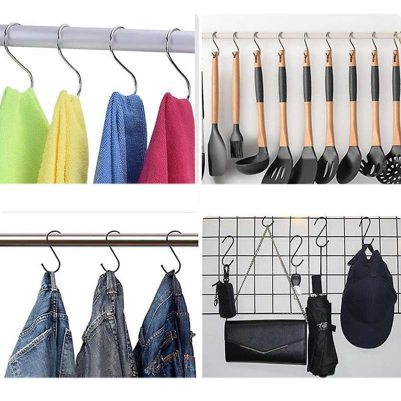 10pcs Stainless Steel Round S Shaped Hooks-silver