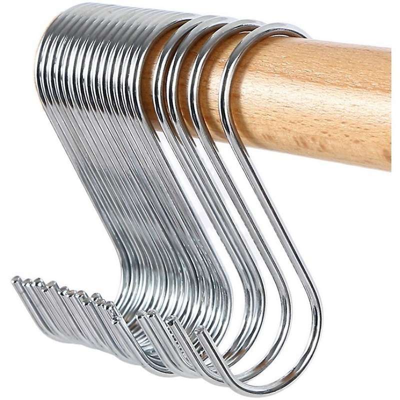 10pcs Stainless Steel Round S Shaped Hooks-silver