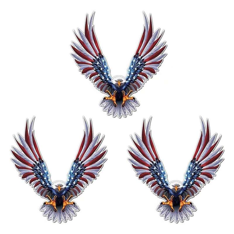 3x Car Decal Flying Hawk Auto Truck Usa Eagle Pet Flag Sticker Decals