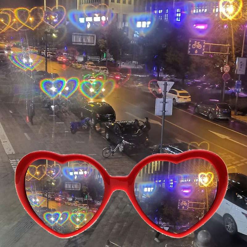 Heart Shape Light Sunglasses for Women Girls Kids Party (red)