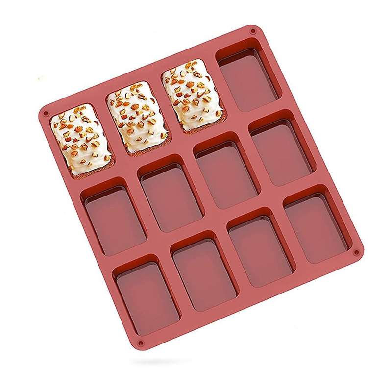 12 Cavities Brownie Flat Bread Pan Silicone Mini Bread Baking Pan