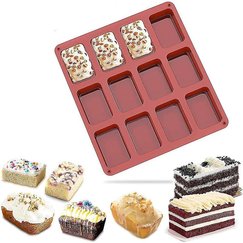 12 Cavities Brownie Flat Bread Pan Silicone Mini Bread Baking Pan