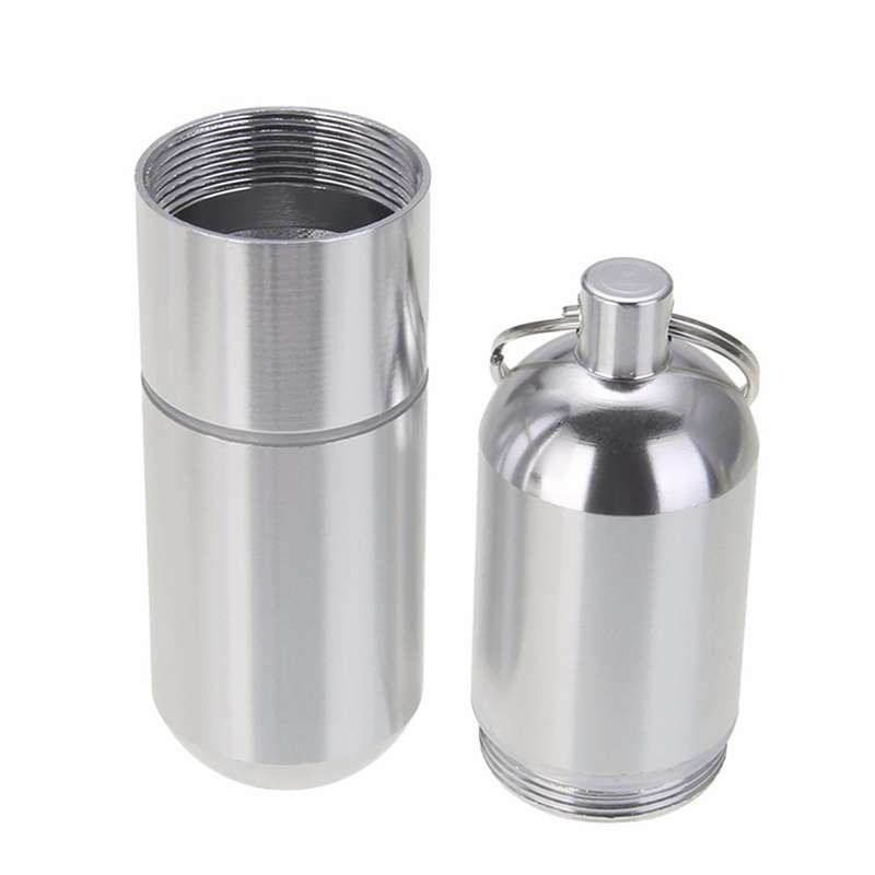 2x Aluminum Alloy Cigarette Holder Capsule Case Waterproof Key Ring