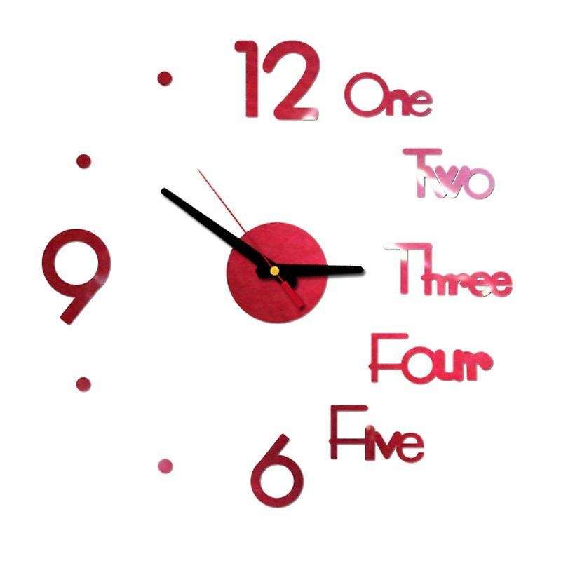 Large Modern 3d Wall Clock Kit,for Living Room Bedroom Decor,red