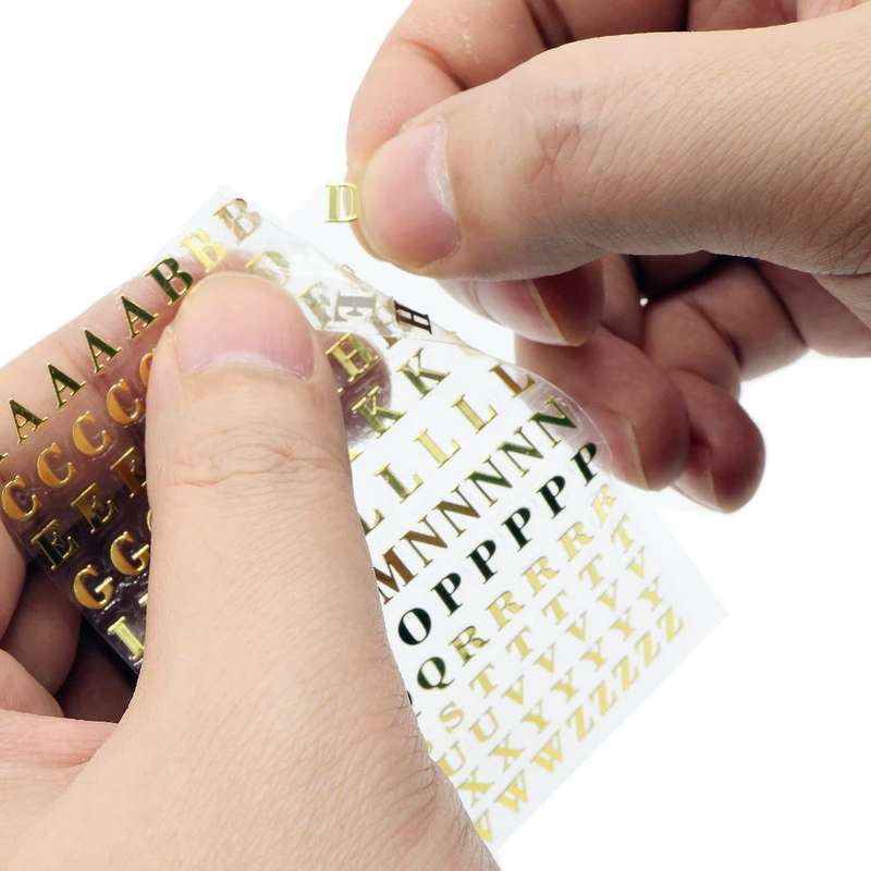 6 Sheets Small 0.18 Inch Alphabet Number Stickers Glitter (4.5mm)