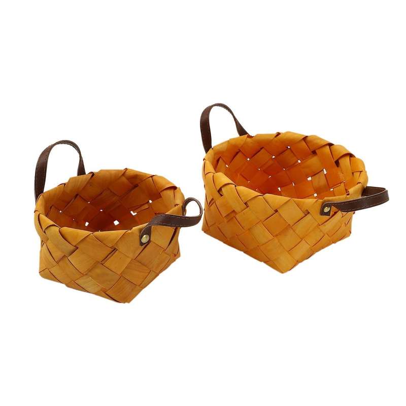 20 Pcs Hand Woven Bread Fruit Basket Wood Chip Woven Storage Box