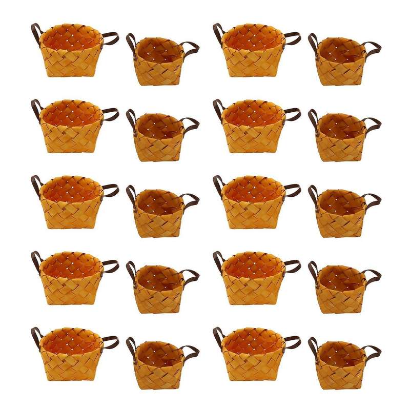 20 Pcs Hand Woven Bread Fruit Basket Wood Chip Woven Storage Box