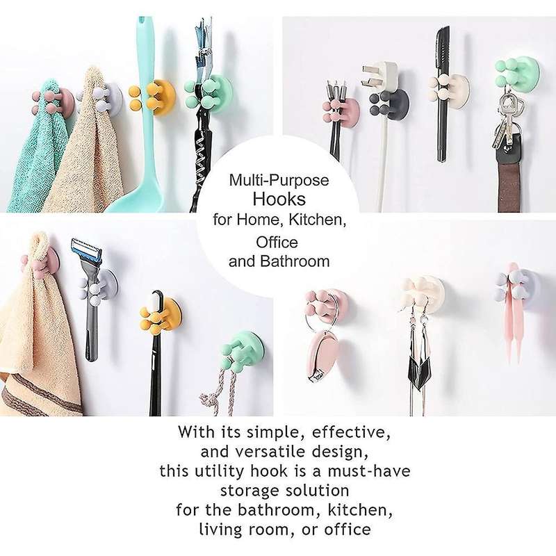 Adhesive Hooks Plug Cable Utility Silicone Hooks (3 Pcs 3 Color B)