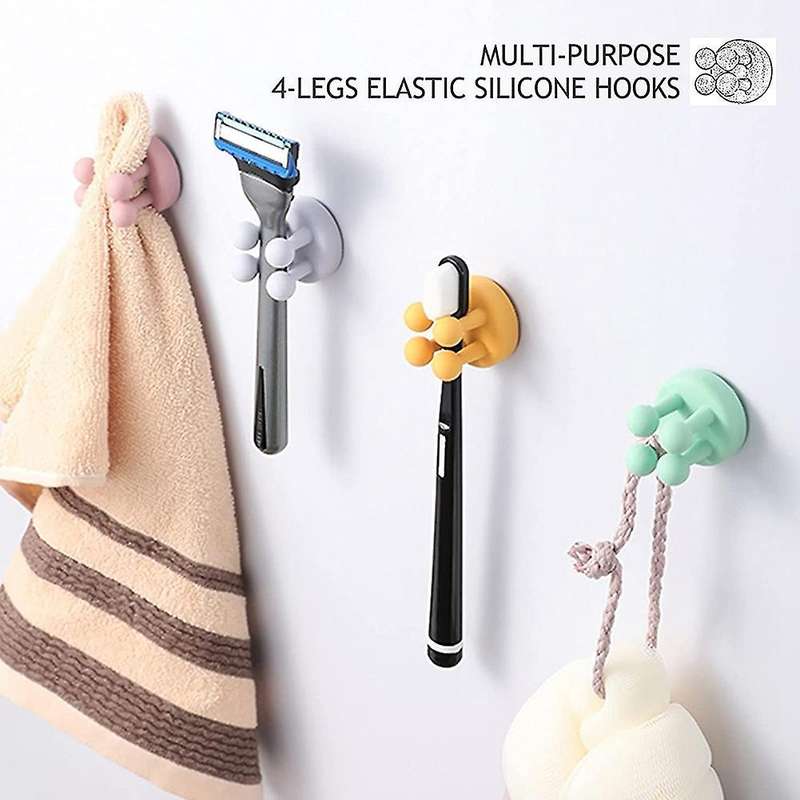 Adhesive Hooks Plug Cable Utility Silicone Hooks (3 Pcs 3 Color B)