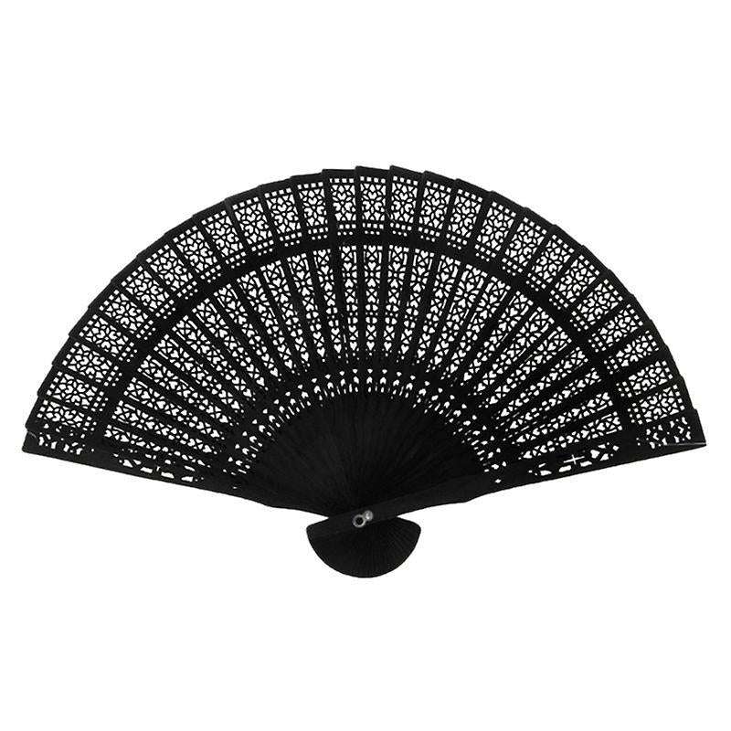 8 Inch Folding Wooden Hand Flower Bamboo Pocket Fan-blue