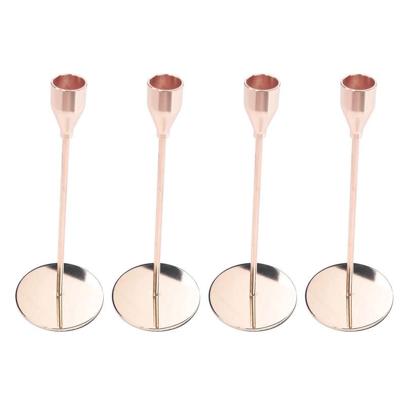 12pcs Chinese Style Metal Candle Holders Simple Golden