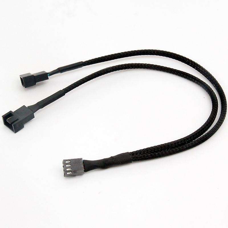 3pcs Pwm Fan Splitter Cable 2way 4pin Y Sleeved Extension Power Cable