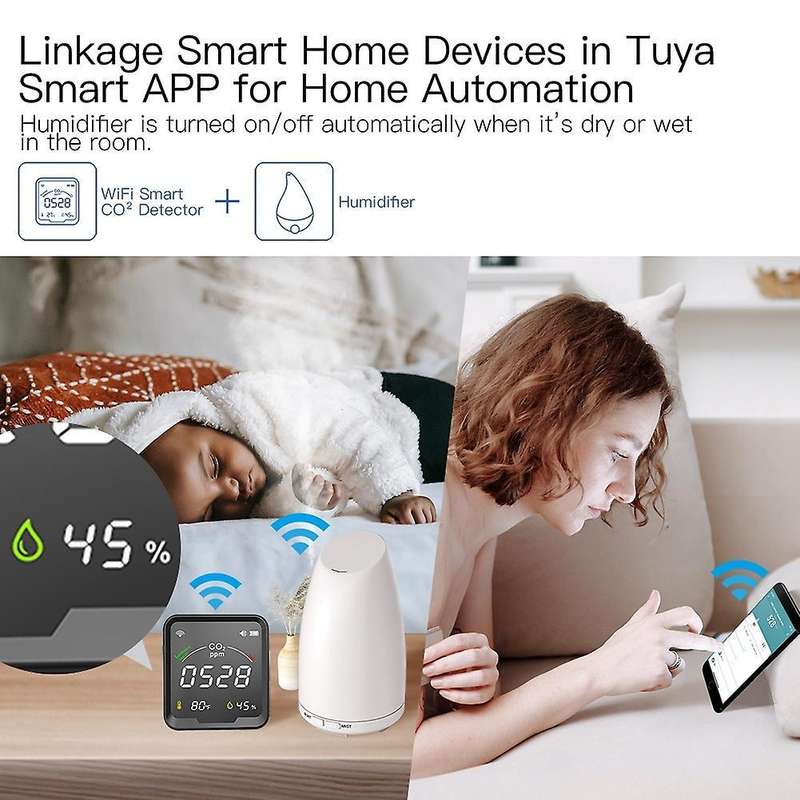 Wifi Tuya Smart Co2 Detector 3 In 1 Carbon Dioxide Detector