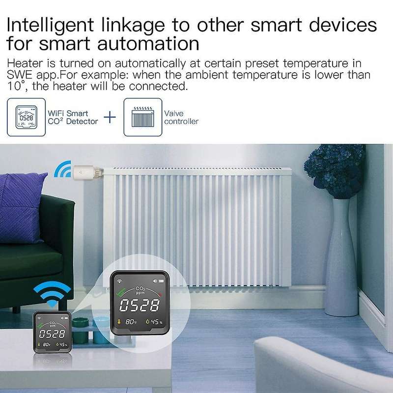 Wifi Tuya Smart Co2 Detector 3 In 1 Carbon Dioxide Detector