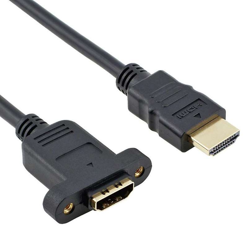 Hdmi Extension Cable with Screw Nut - Gold Plated Plugs,black (1ft)