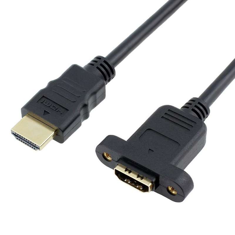 Hdmi Extension Cable with Screw Nut - Gold Plated Plugs,black (1ft)