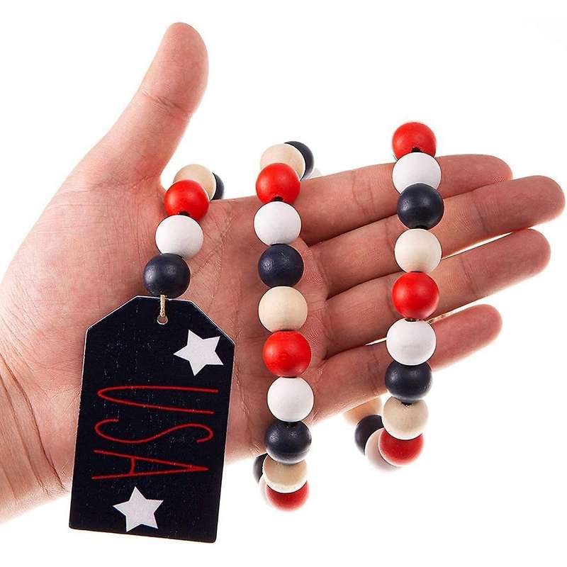Independence Day Decorations Patriotic Wood Beads for 4th Of July