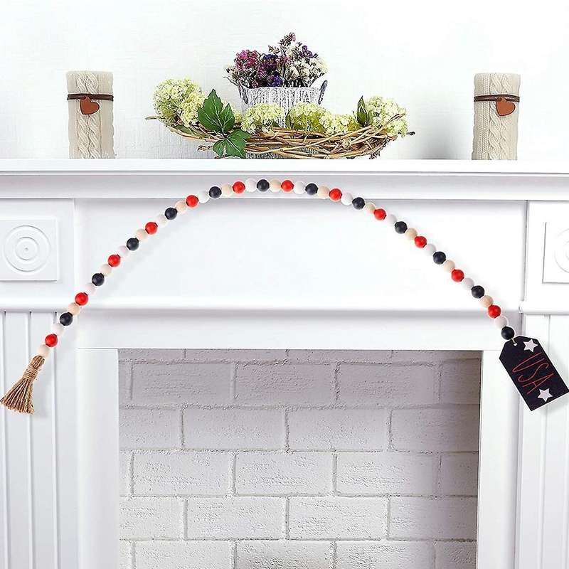 Independence Day Decorations Patriotic Wood Beads for 4th Of July