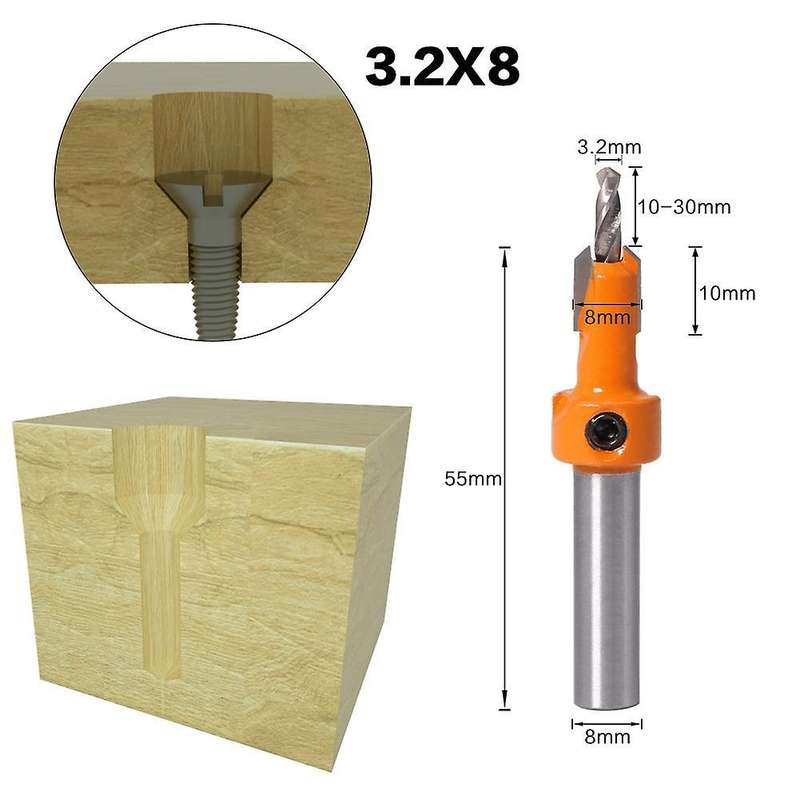 3 Pcs Countersink Drill Bit Set with Hex Key for Wood Screw Cutter