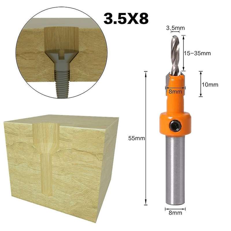 3 Pcs Countersink Drill Bit Set with Hex Key for Wood Screw Cutter