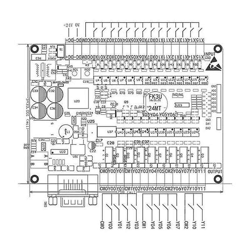Plc Industrial Control Board Fx3u-24mt Analog Stm32 Plc Controller